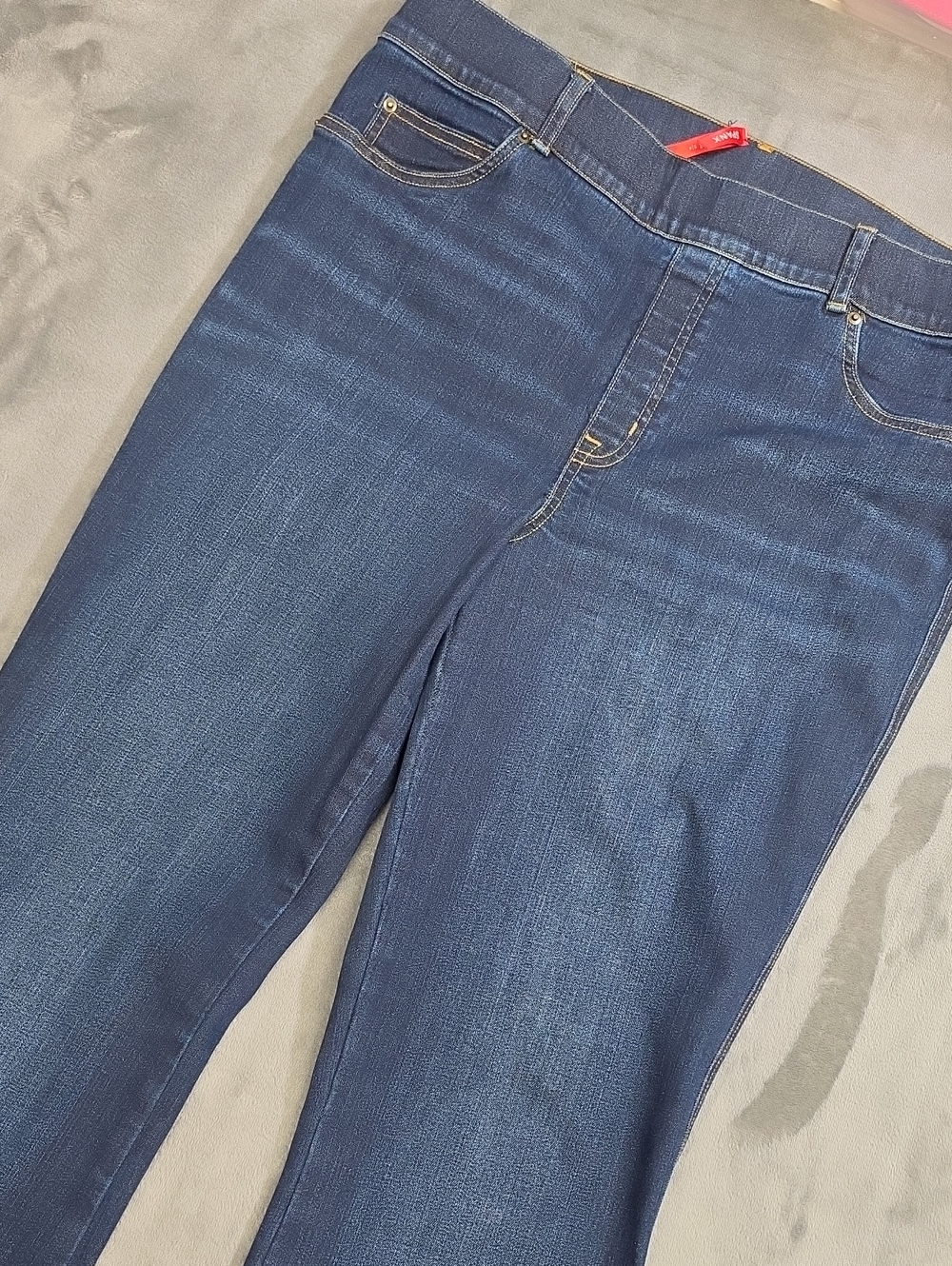 SPANX XL Dark Blue Stretch Bootcut Jeans